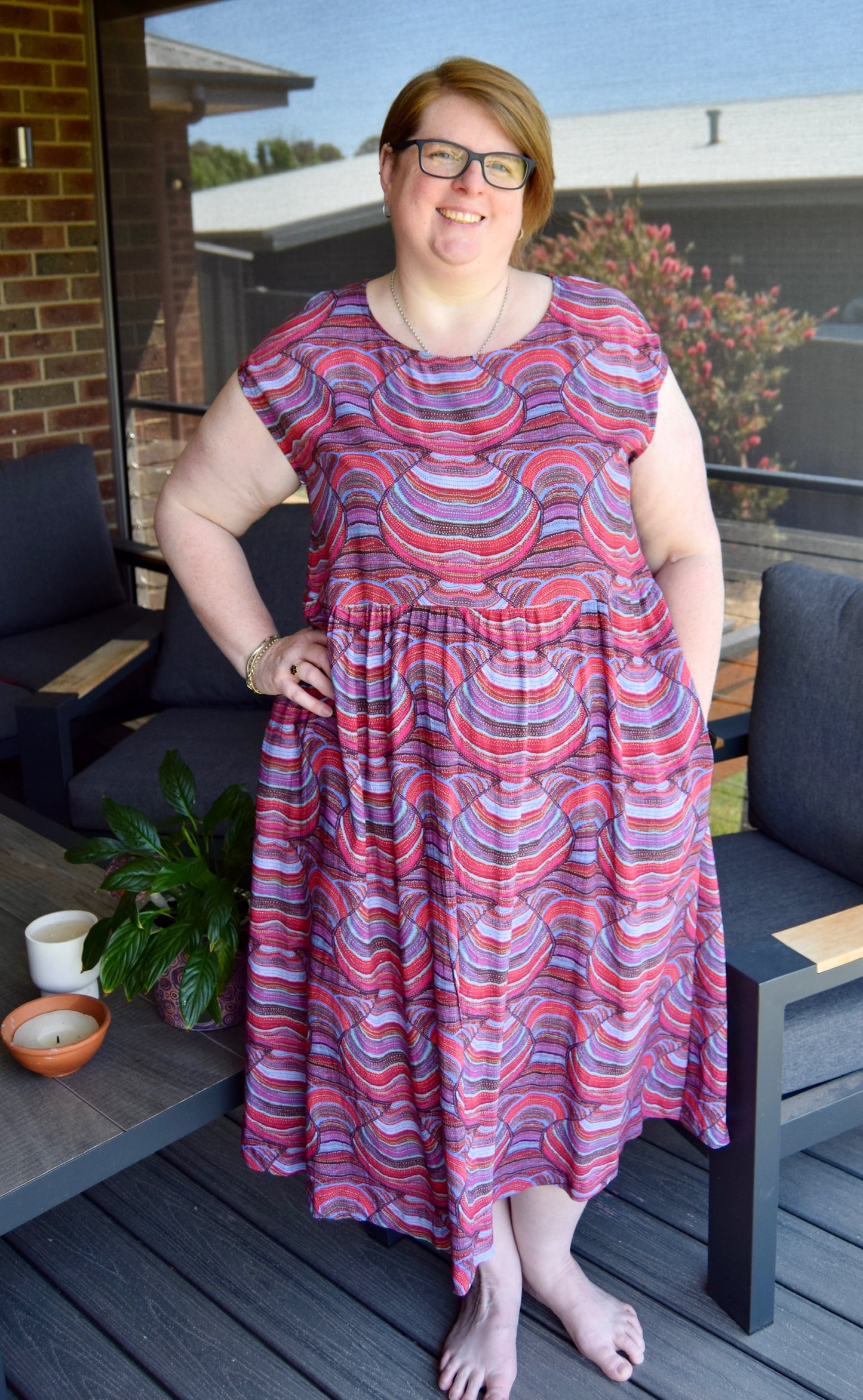 Comfy Cap-Sleeve Dress, Sample